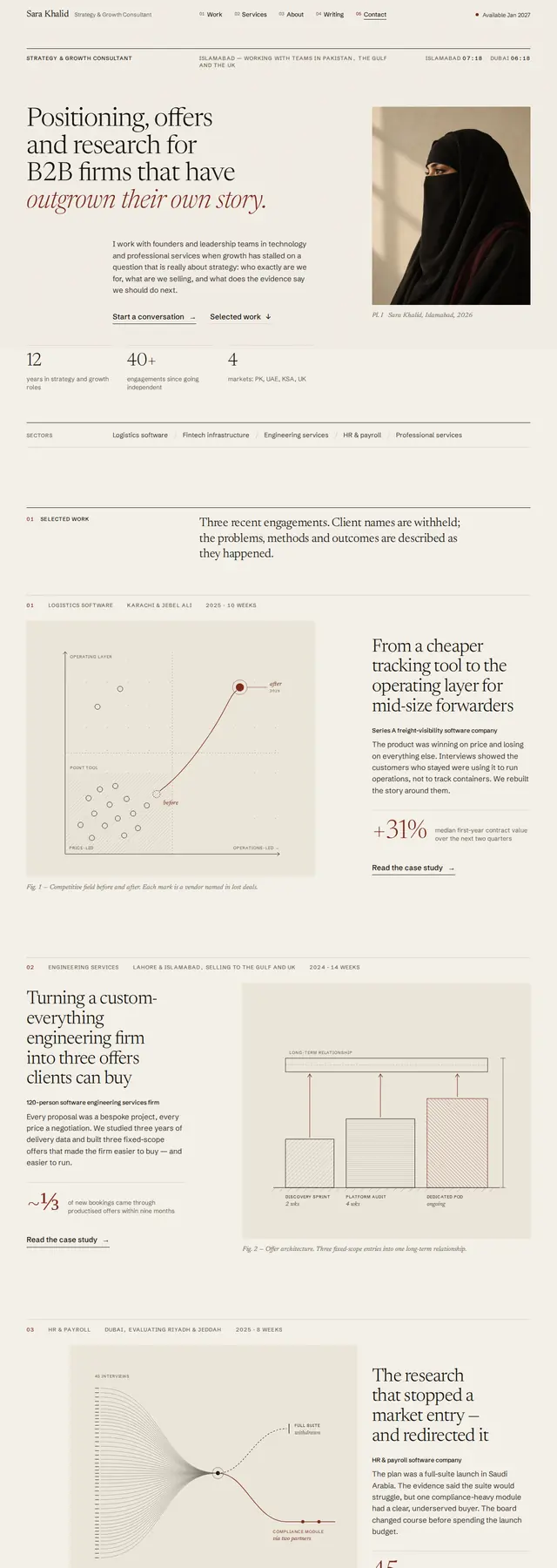 The example page for a strategy consultant.